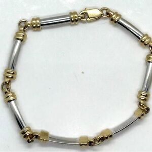 14k Solid Gold 2 Tone Gold Fancy Bracelet